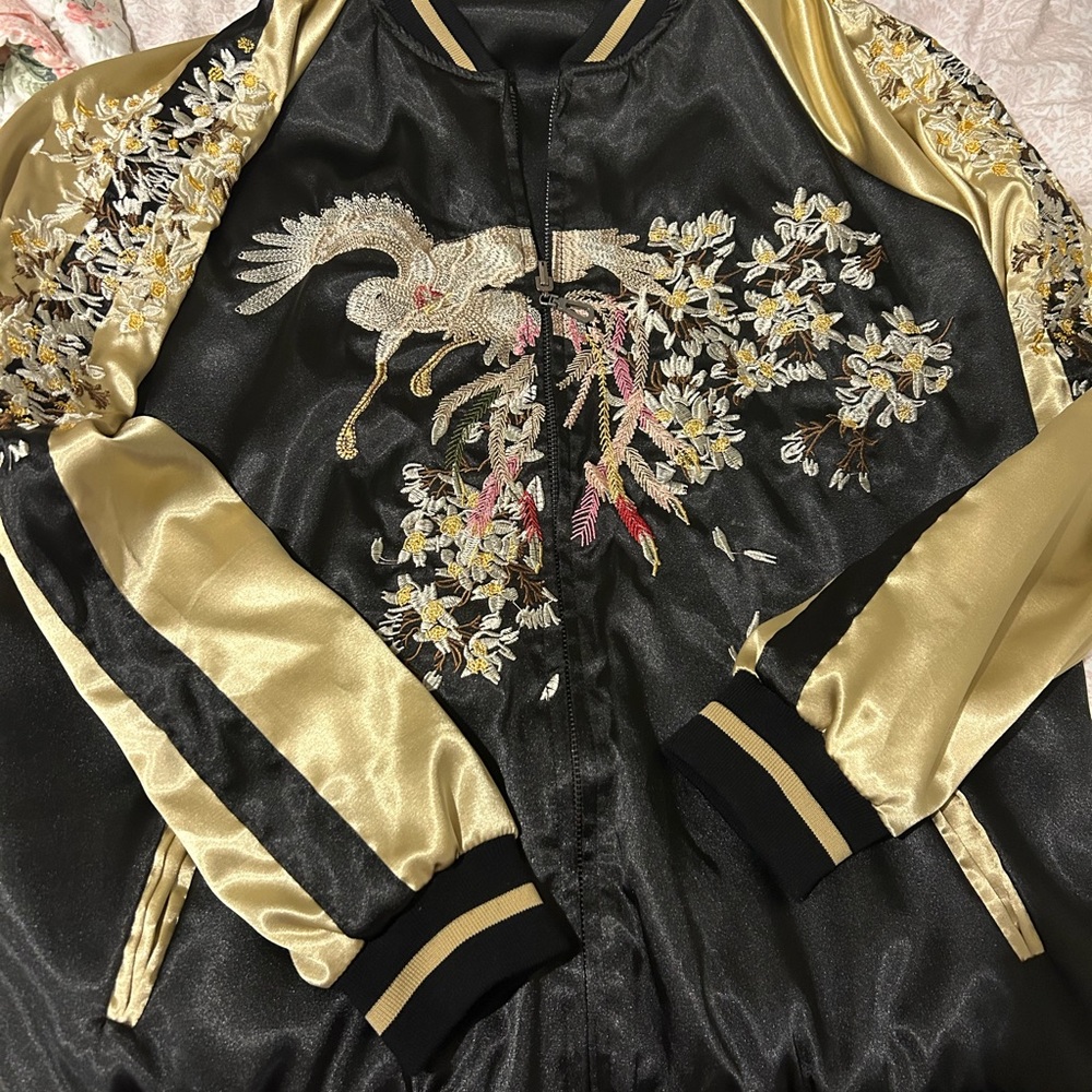 Zara embossed phoenix Bomber Jacket